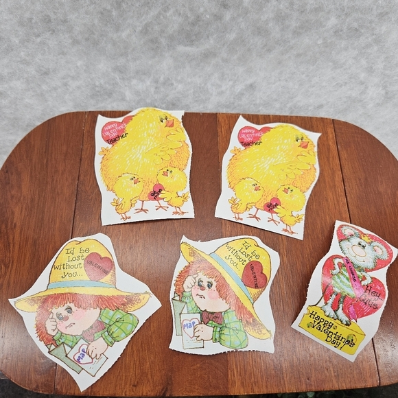 Vintage‎ Valentines Chicks Teacher Mouse Cute Lot Of 5 With Envelopes All Unused - Picture 1 of 9